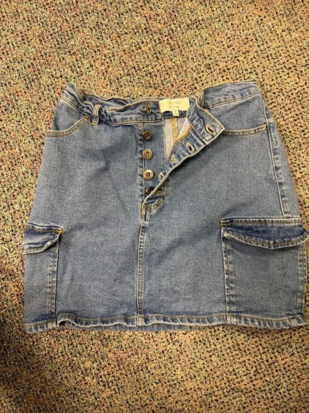 Love Tree Denim Cargo Mini Skirt - Exposed Button Fly - Size Medium- Y2K Utility